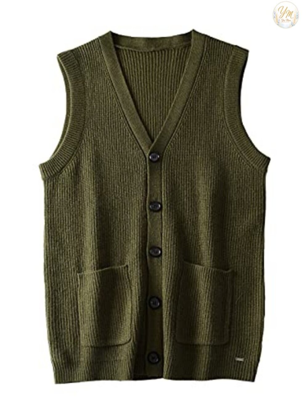 Merino Wool Blend Button-Front Sweater Vest Men's Classic Fit V-Neck Sleeveless